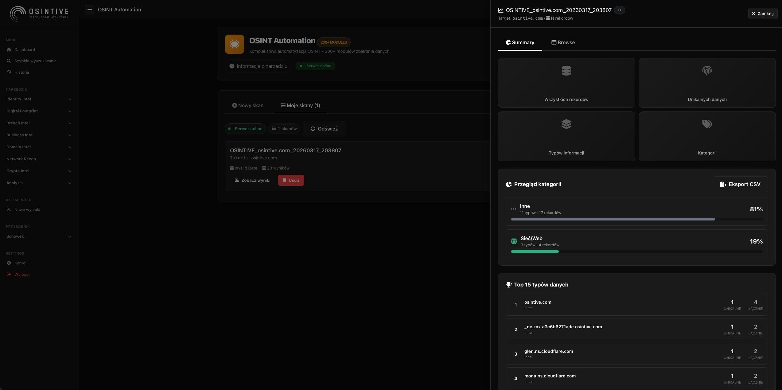 OSINT Automation w OSINTIVE
